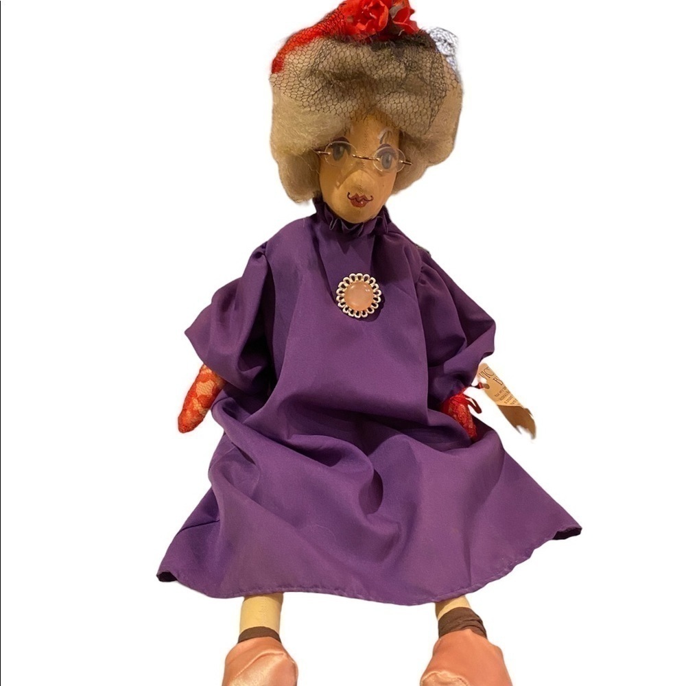 ♥️RED HAT SOCIETY Victoria’s Button Handmade Doll Red Purple